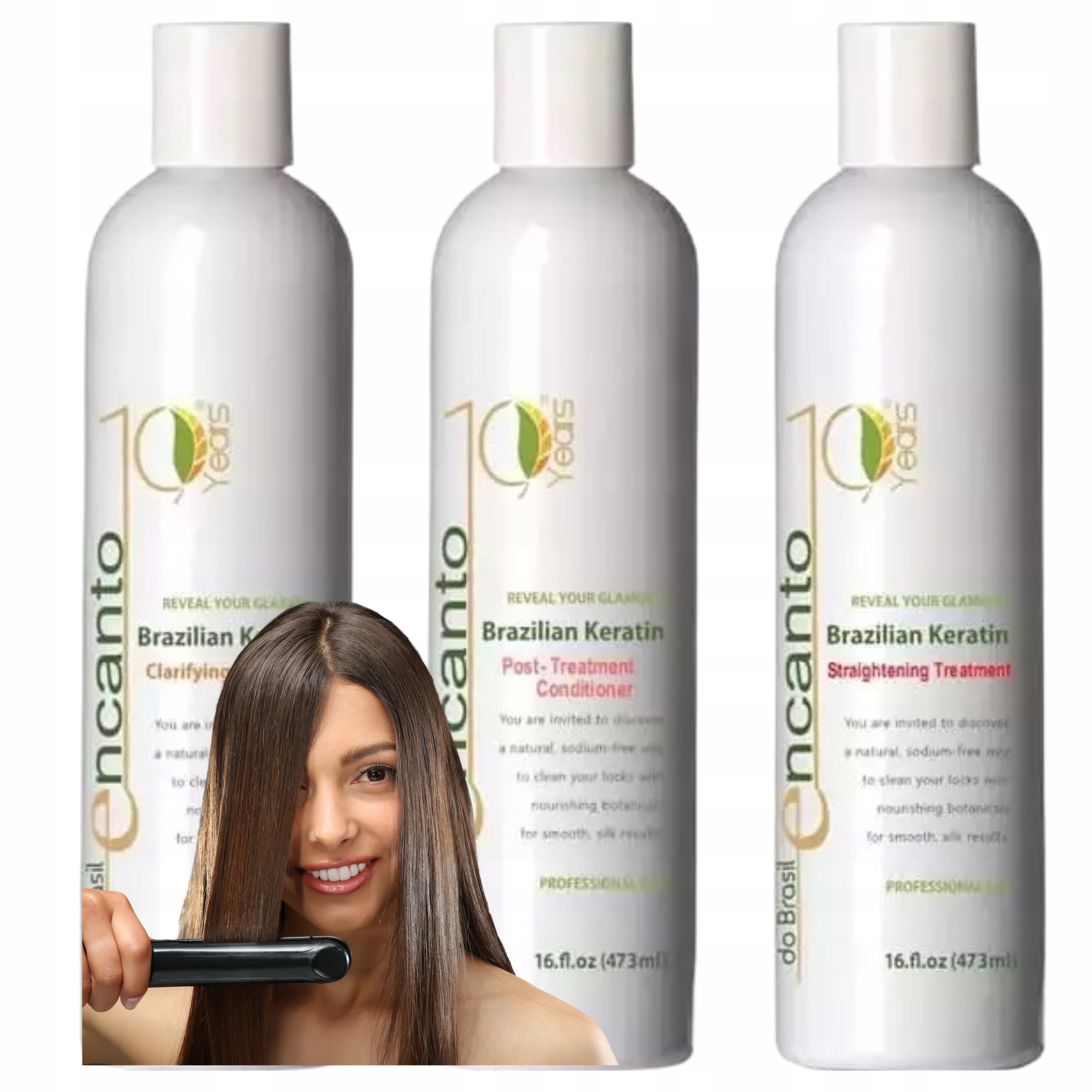 Encanto Do Brasil Zestaw do Keratynowego Prostowania Włosów 3x473ml