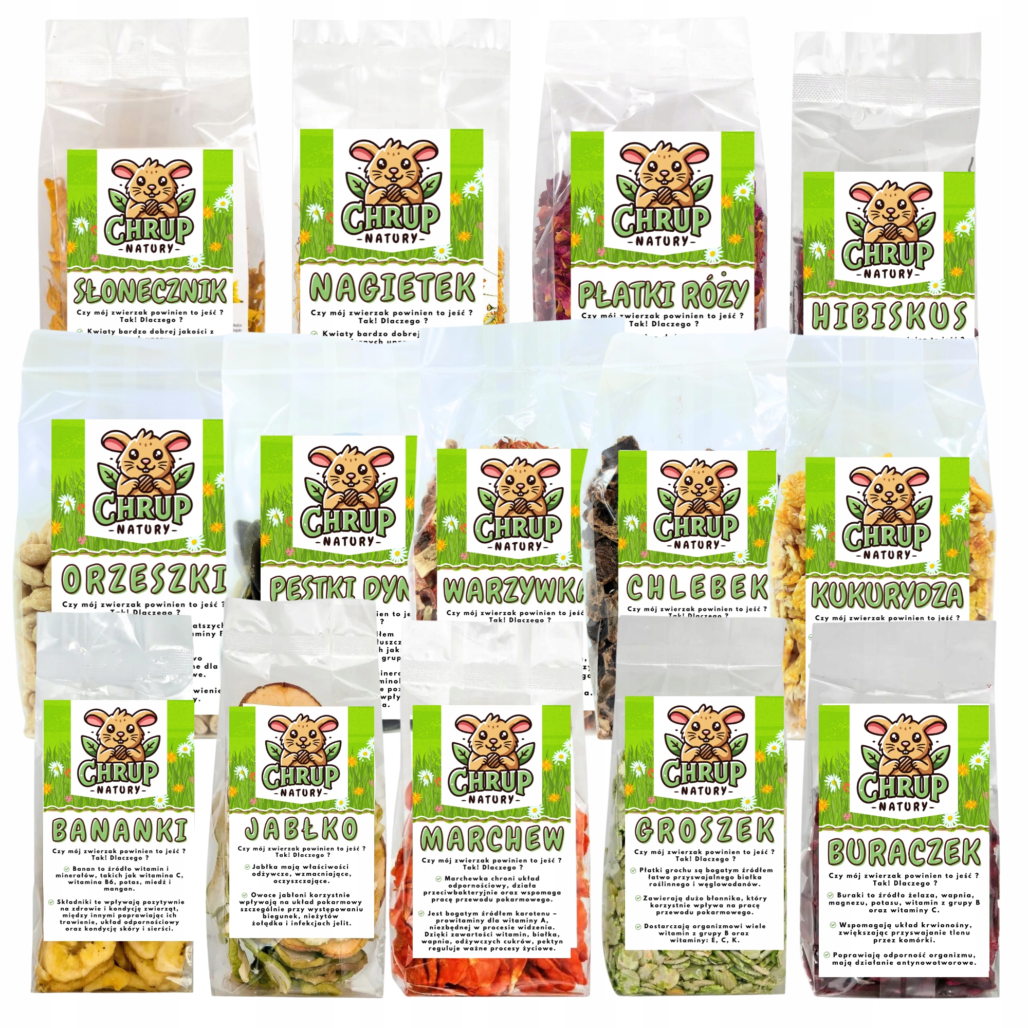 Levně Sada přírodních pochoutek pro Hlodavce Křečka Prasátka a Králíka 14ks