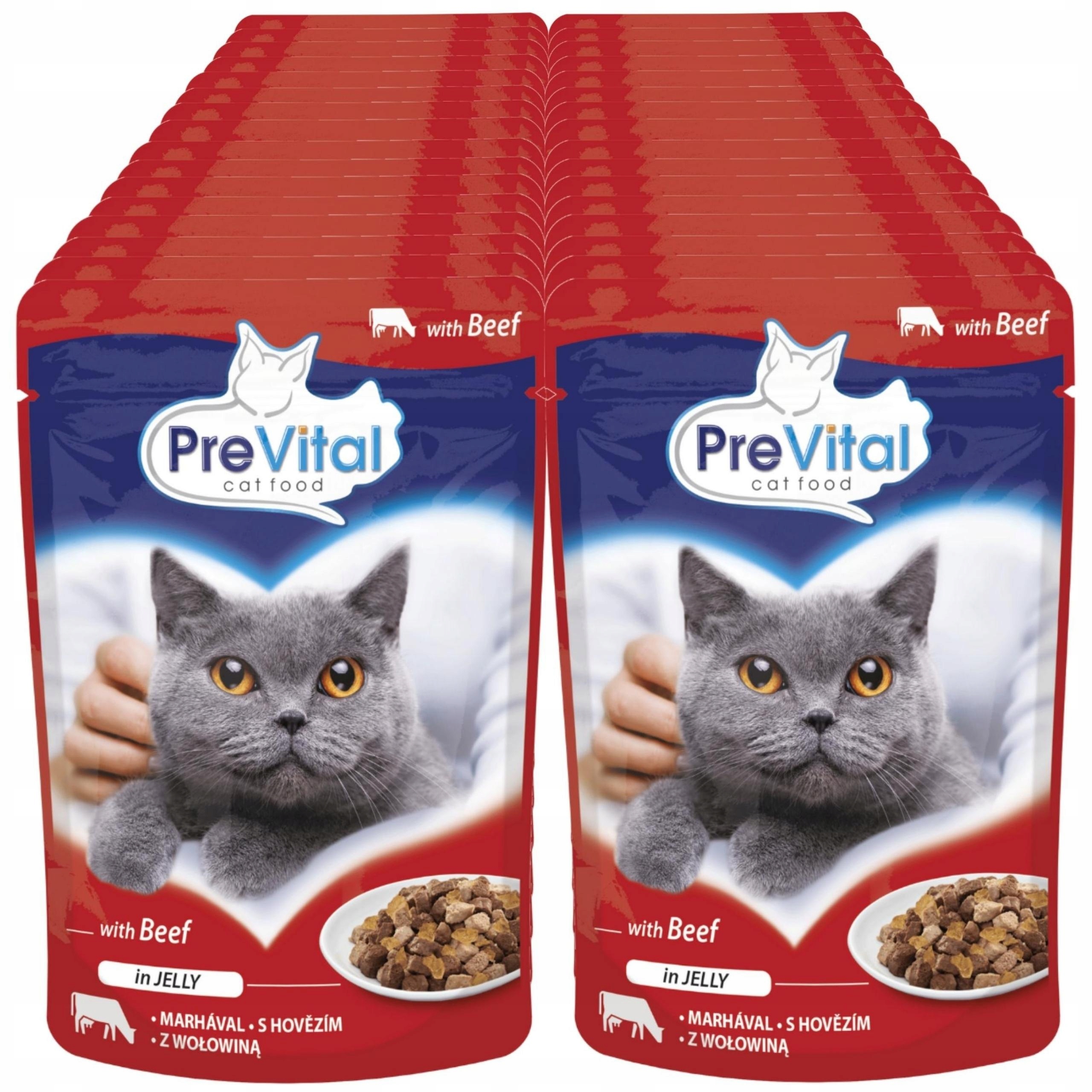 Levně Mokré Krmivo Pro Kočky 48 X 100 G S Hovězím Masem Prevital