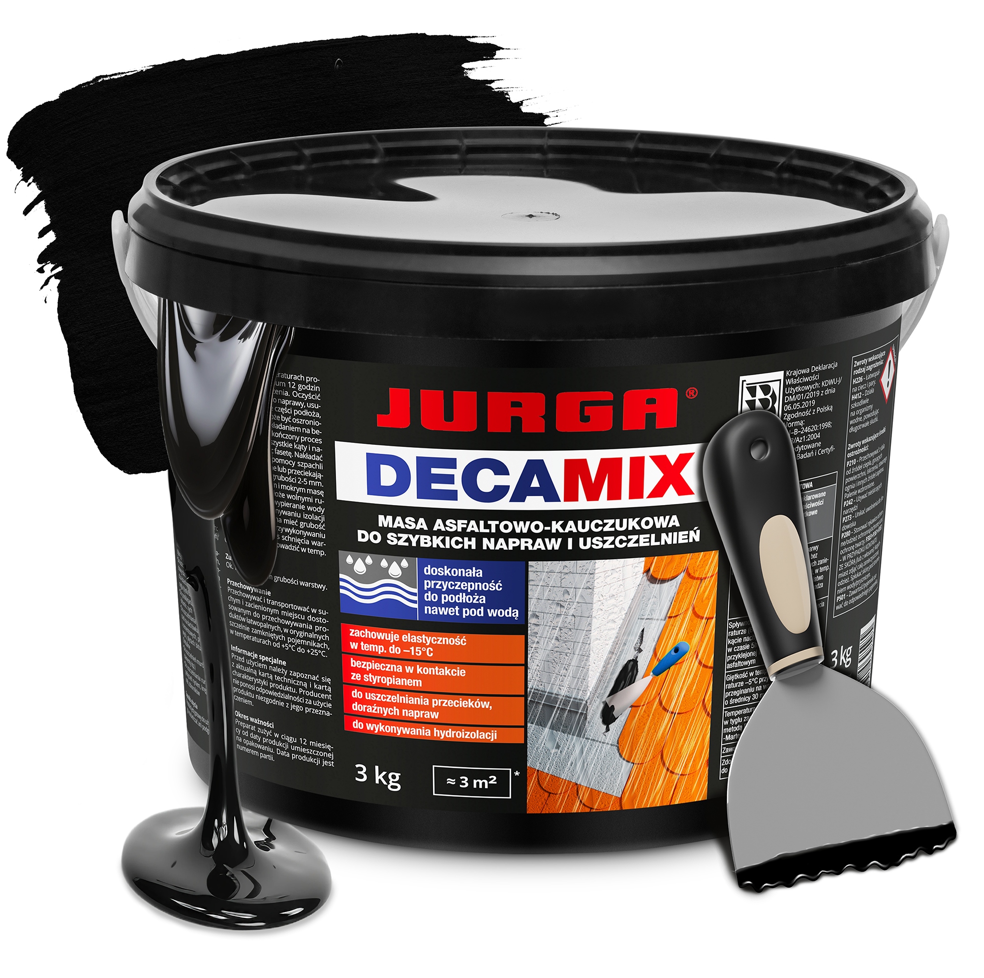Uszczelniacz Decamix dekarski do szybkich napraw Bitumiczny Jurga 3kg