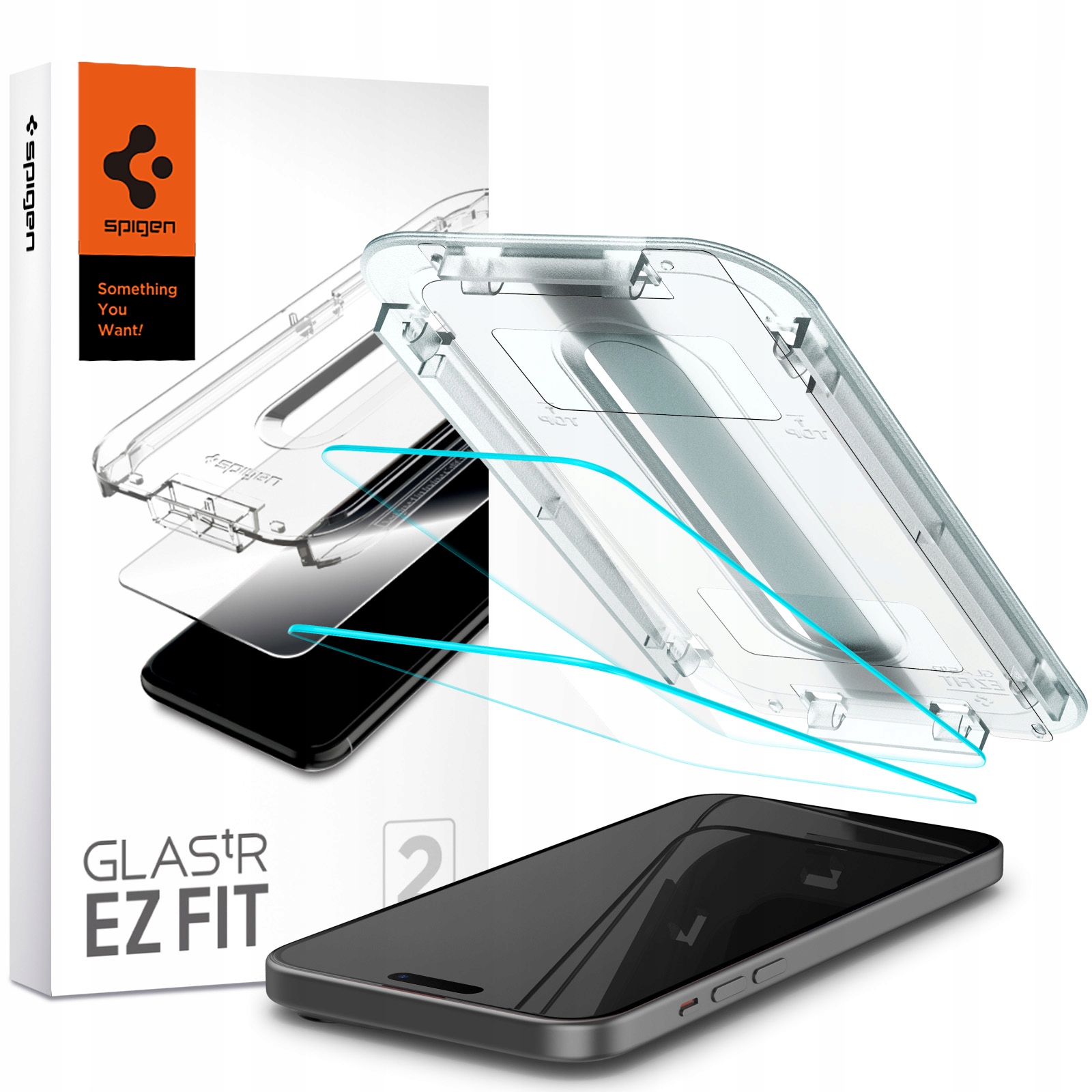 2-PAK Szkło Hartowane Do iPhone 15 16 Spigen Glas.tr ”ez Fit” Aplikator