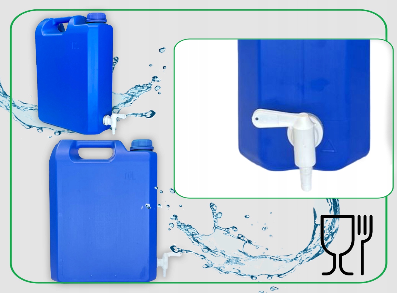 KANISTER pojemnik na WODĘ 10L kran PLASTIKOWY ATEST do WODY PITNEJ Marka inna