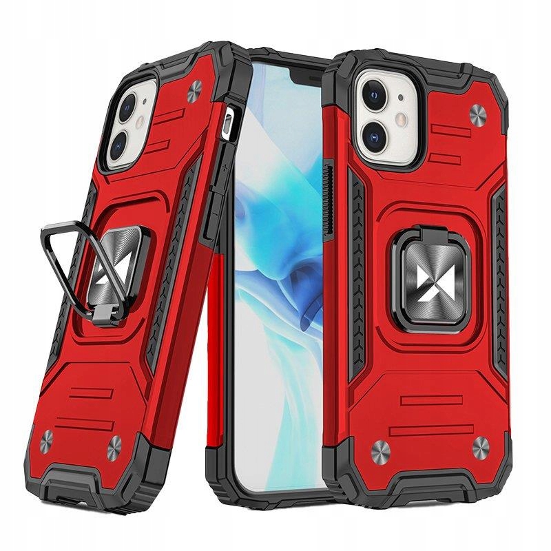 Etui pancerny do iPhone 14 uchwyt magnetyczny Ring Armor czerwony