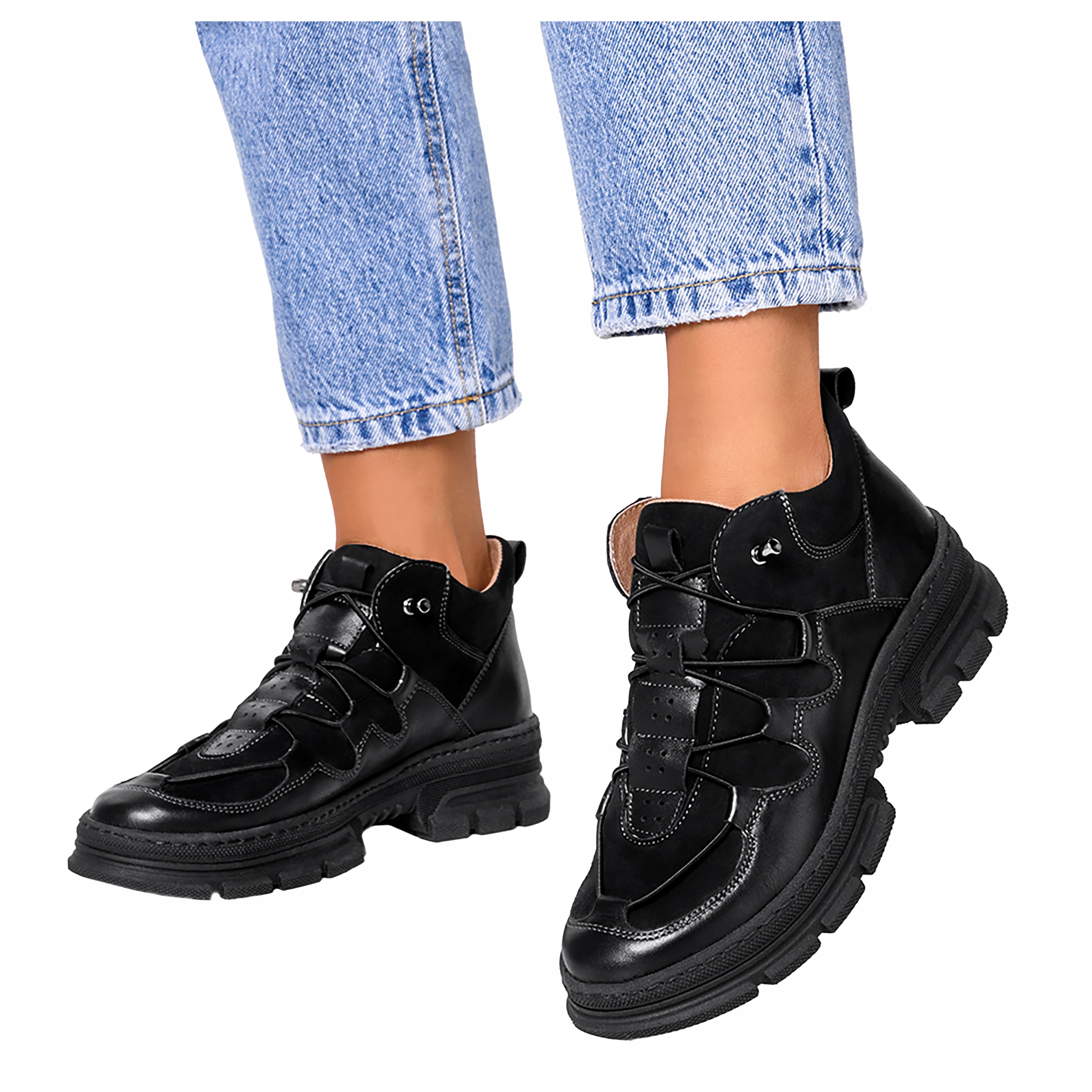 Polské Nazouvací Polobotky Z Kůže Na Platformě 37