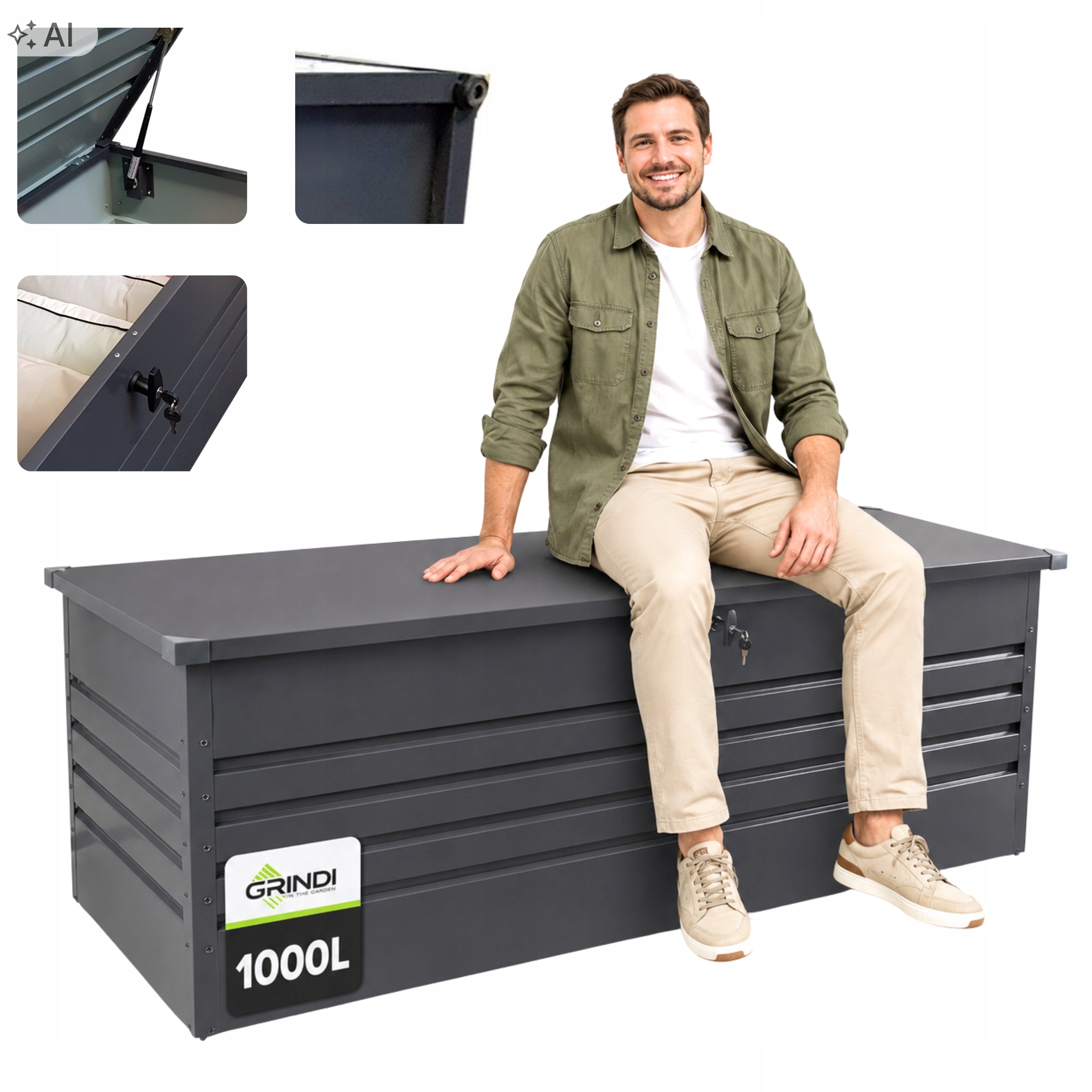 Zahradní Box 1000 L, Balkonový Kufr, Sedadlo Orto 1000 L, Antracitová Barva