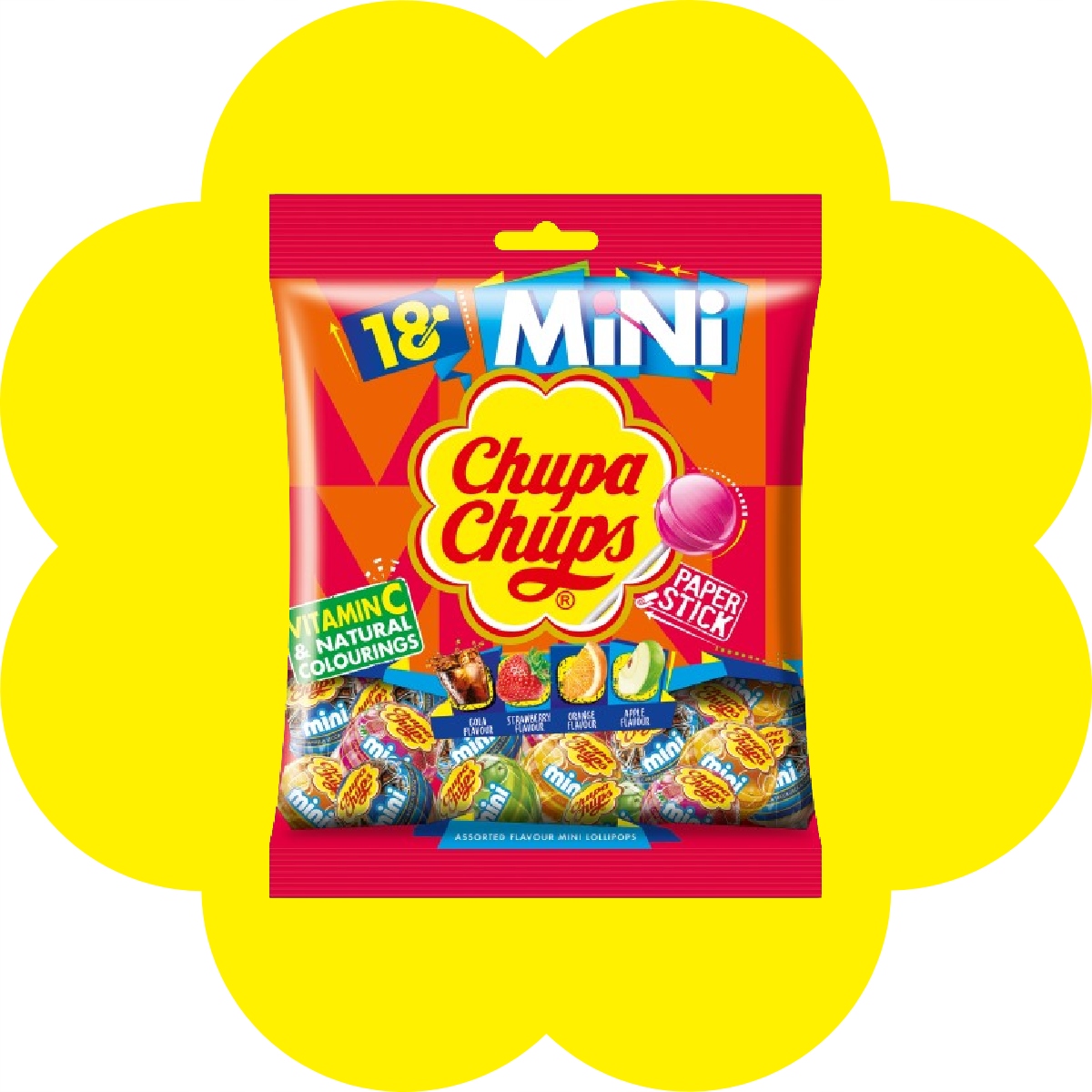Chupa Chups Mini lizaki witamina C cola truskawka jabłko pomarańcz 18sztx6g Marka Chupa Chups