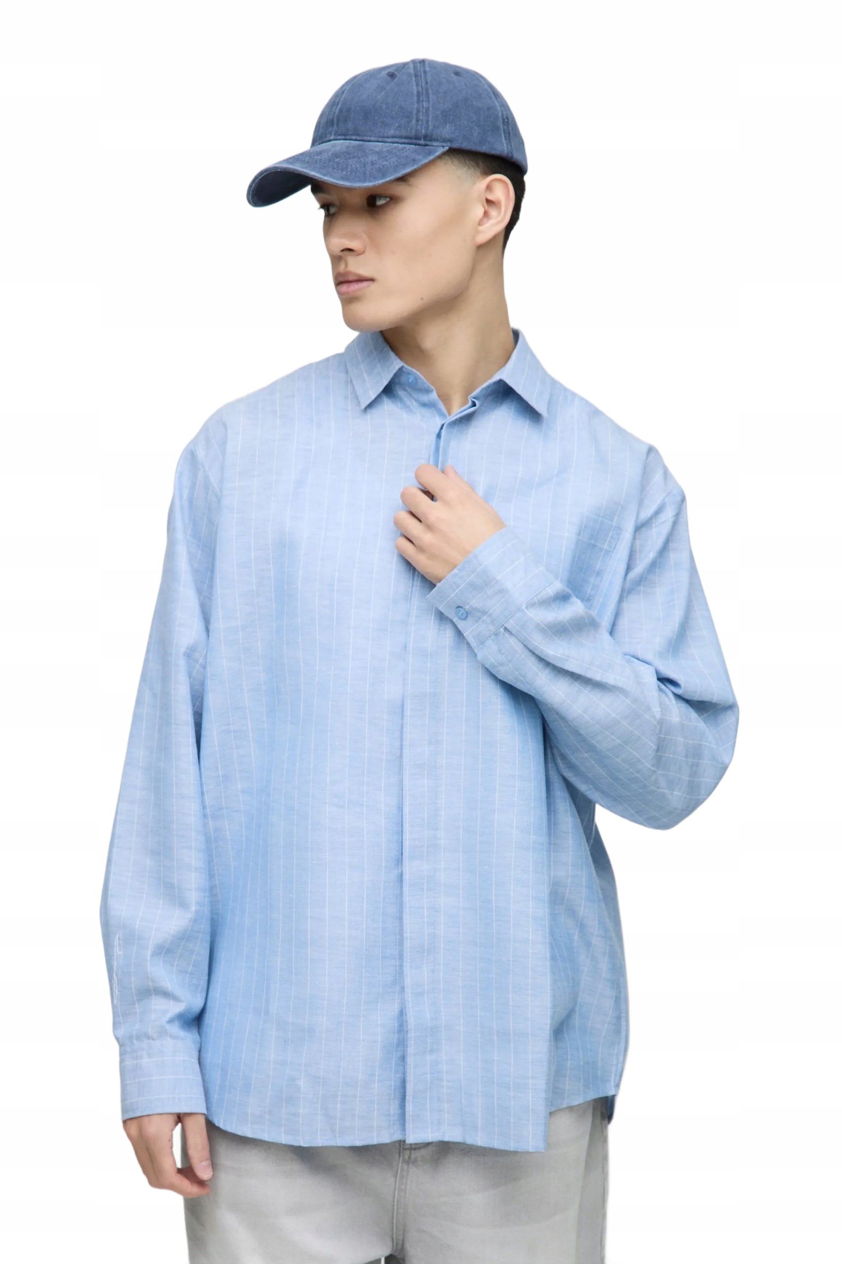 Boohooman Pánská Elegantní Modrá Pruhovaná Košile Regular M Z3A