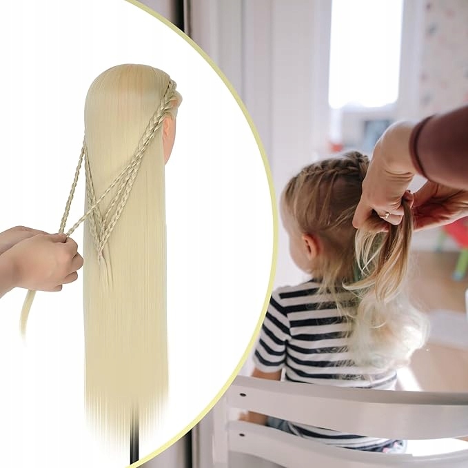 Hlava Pro Styling Vlasů 70 CM Syntetické Blond Vlasy Sada Na Copánky