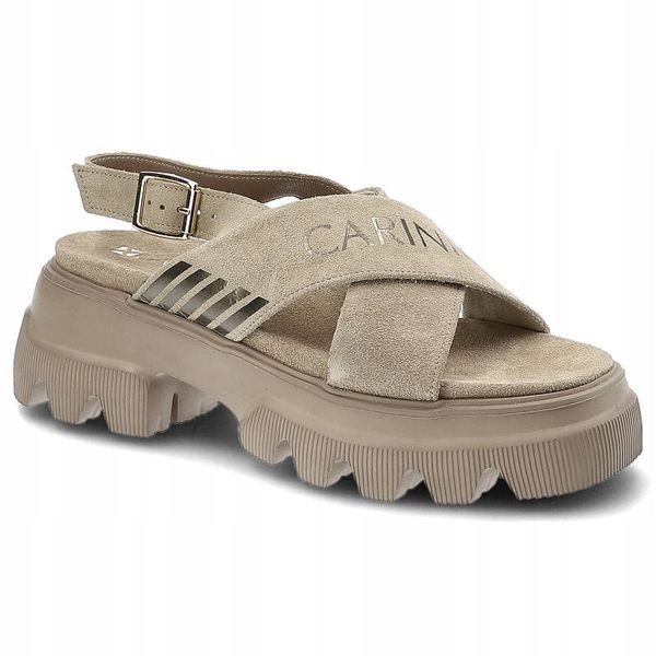 Béžové Sandály Na Platformě Carinii B8004 VEL.40