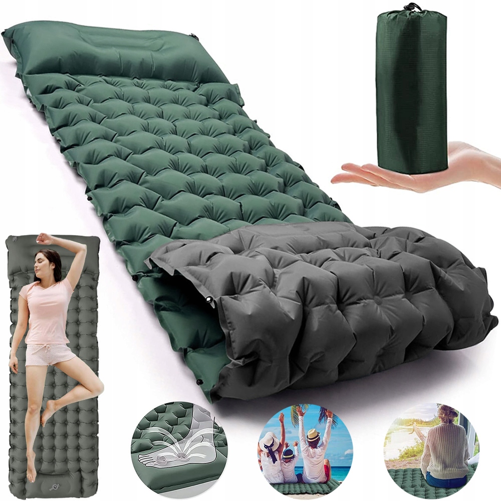 Mocny Materac Dmuchany Jednoosobowy Turystyczny Pompowany Mata Do Spania