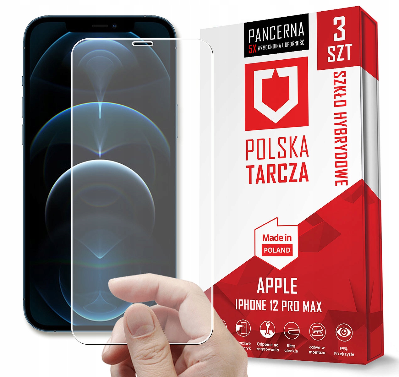 

3PACK Pancerne Szkło Do Apple Iphone 12 Pro Max
