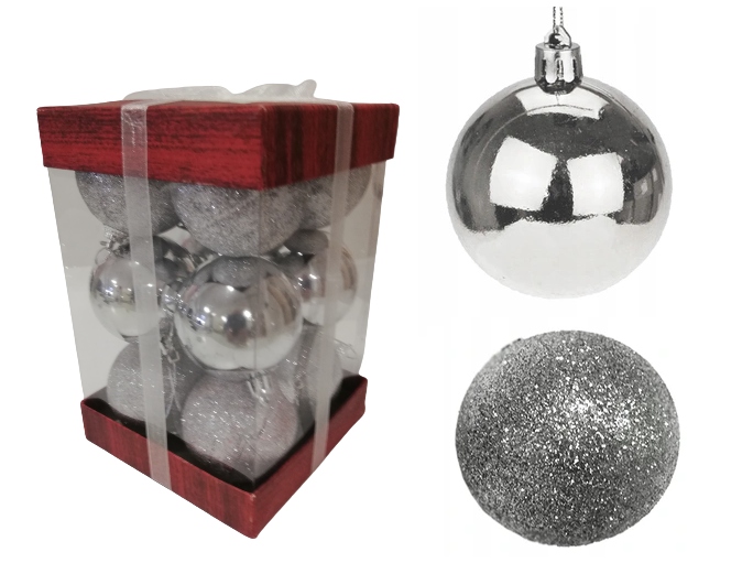 

Bombki choinkowe 6cm 12 szt srebrne