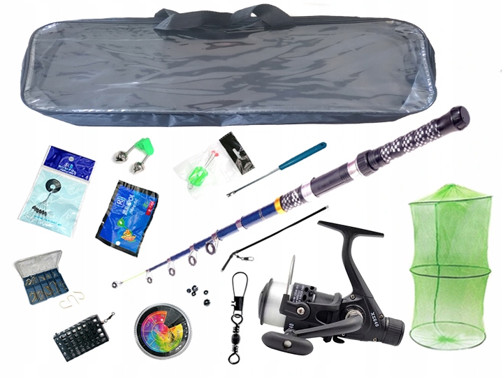 Zemní Sada Rybářský Prut Naviják Síťová Taška