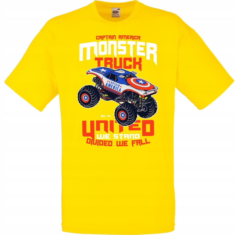 

Koszulka monster truck captain america XXL żółta j