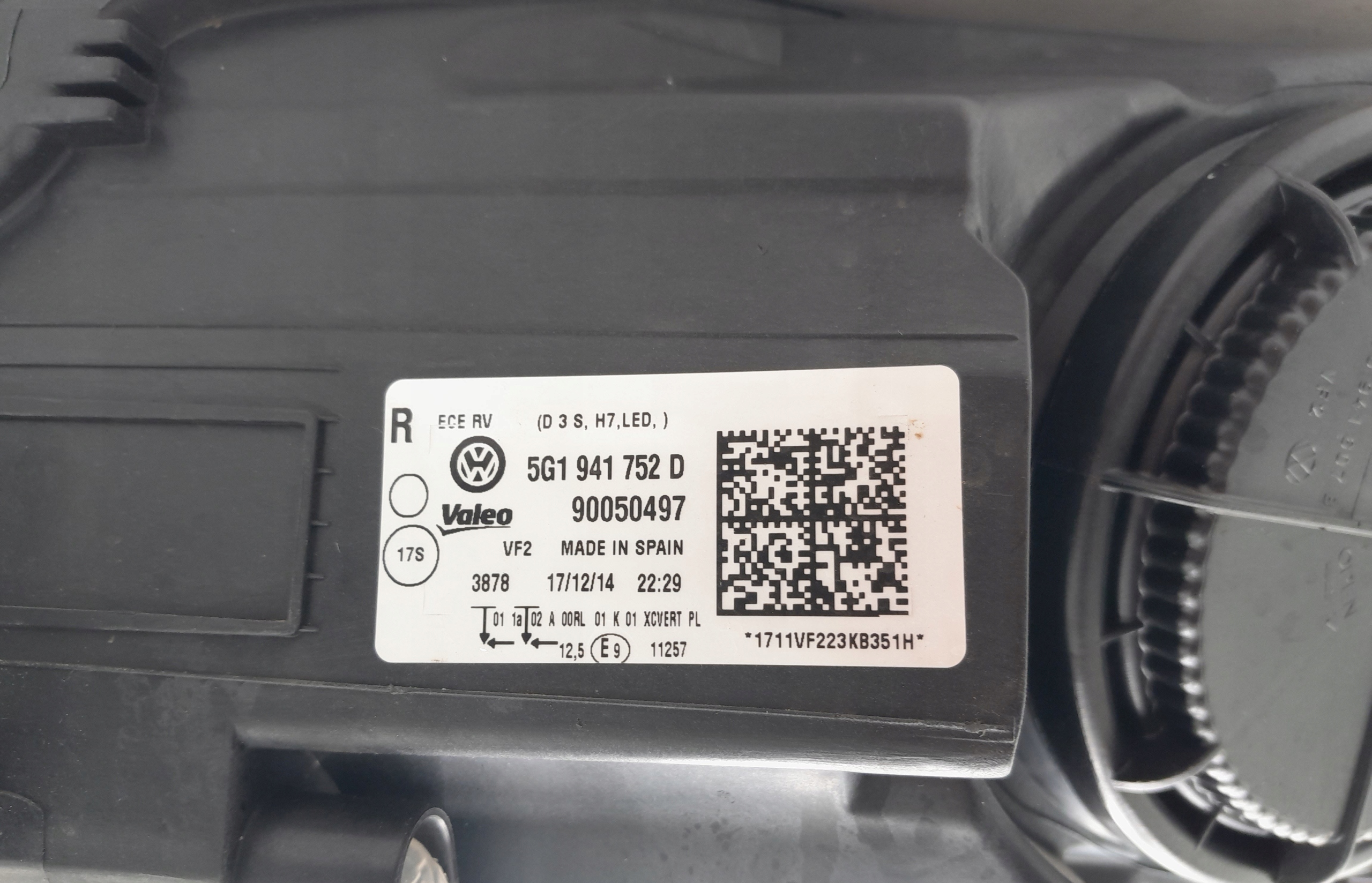 Reflektor Prawy Vw Golf VII R 5G1941752D Numer katalogowy części 5G1941752D