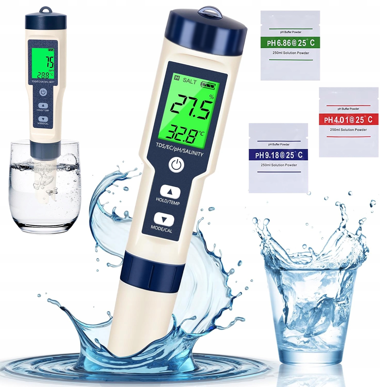 Levně Měřič Ph Metr Tester Vody Kyselinoměr Akvárium Bazénu Kapalina Teplota