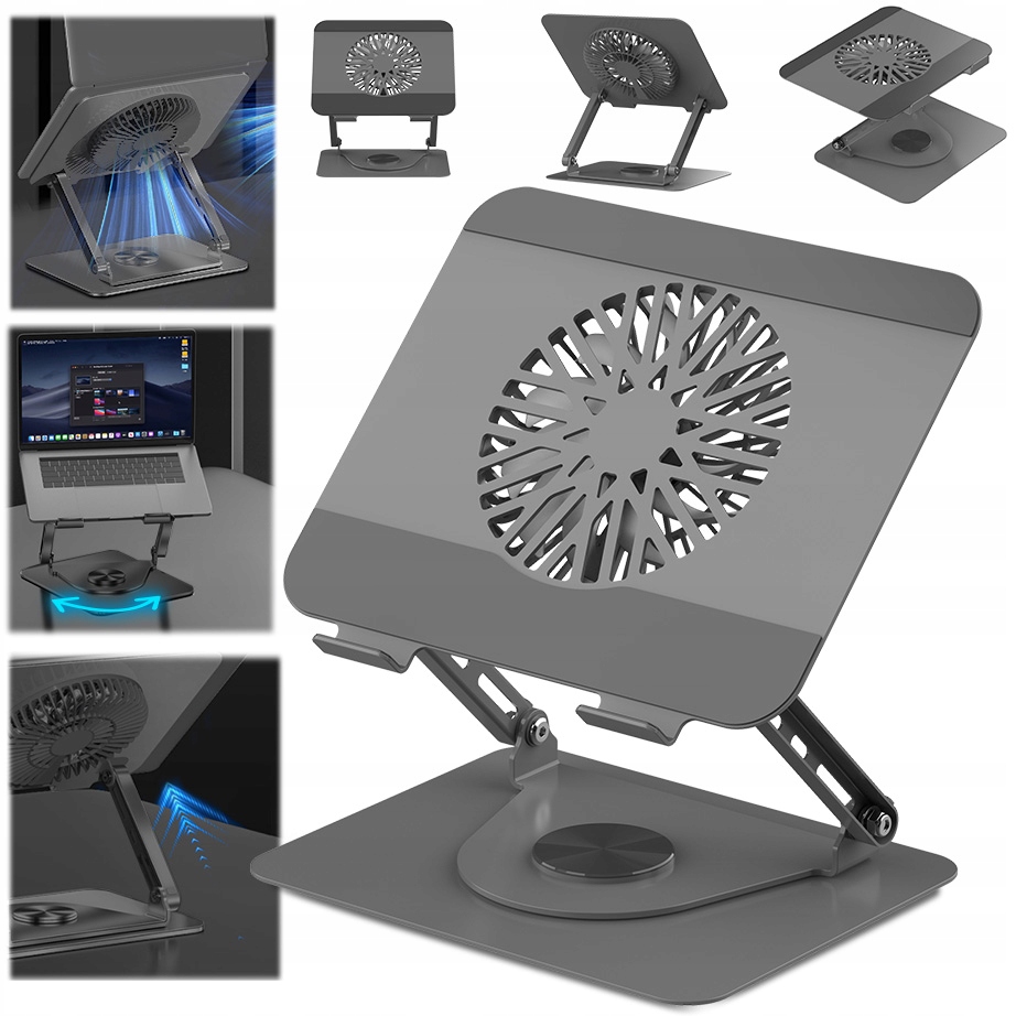 Podstawka chłodząca pod laptopa 360° regulowana aluminiowa z wentylatorem