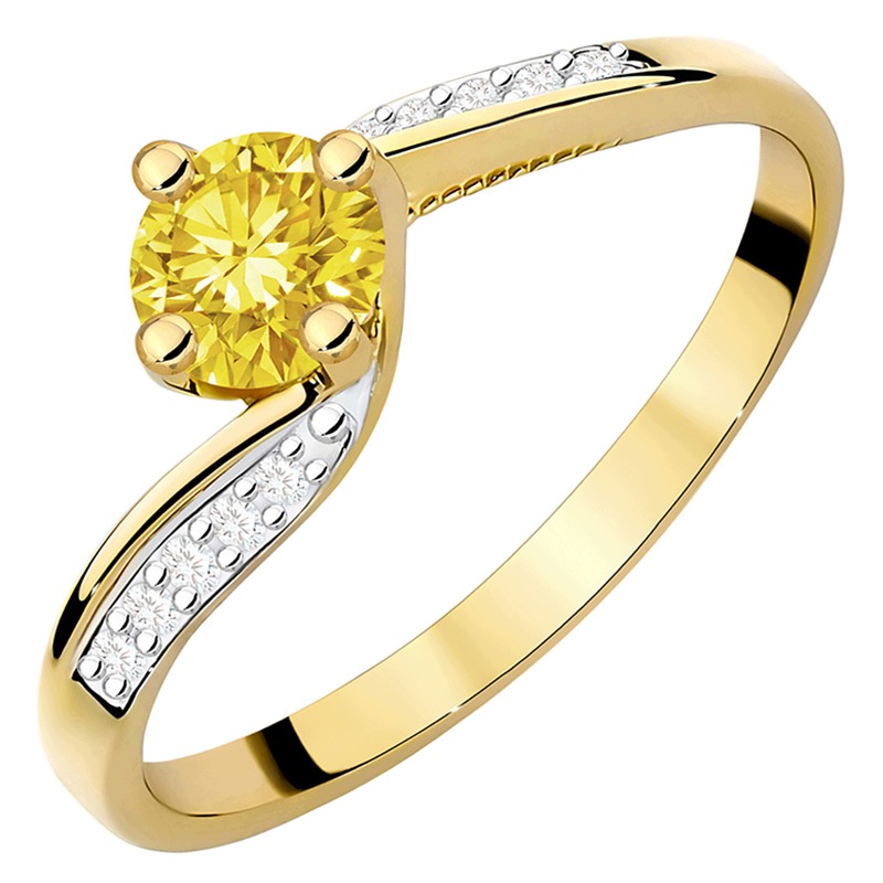 Złoty Pierścionek pr. 585 14k z Diamentami Laboratoryjnymi 0,55ct Grawer
