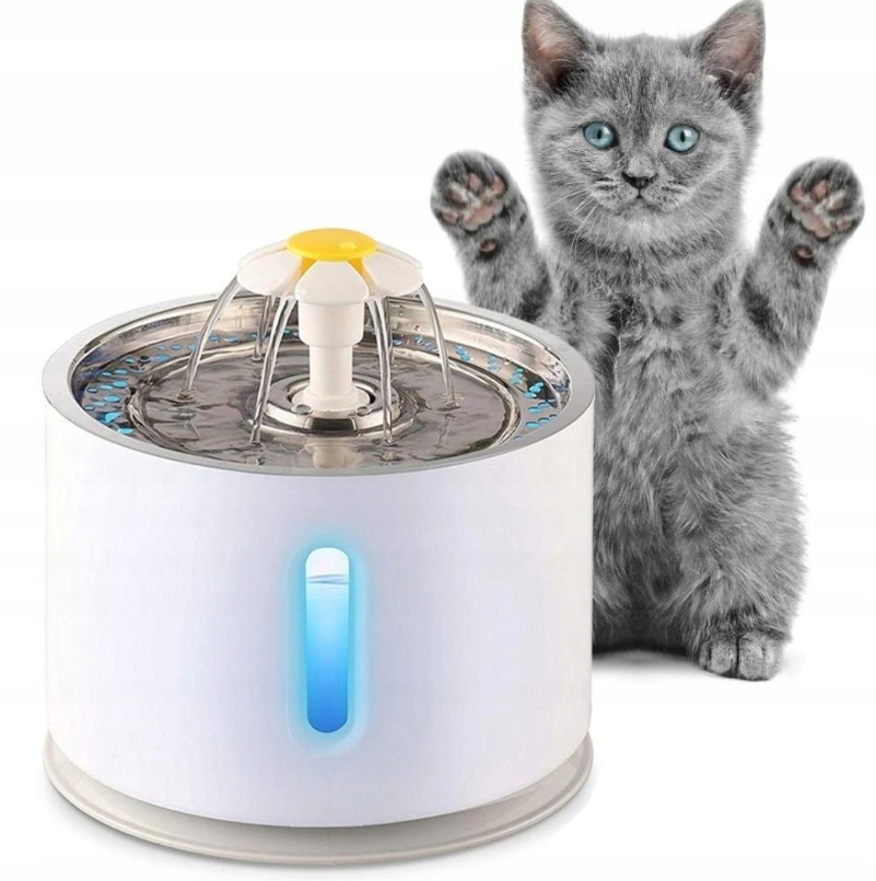 2X Napájecí Miska S Fontánou Pro Kočky Psa Automat Led