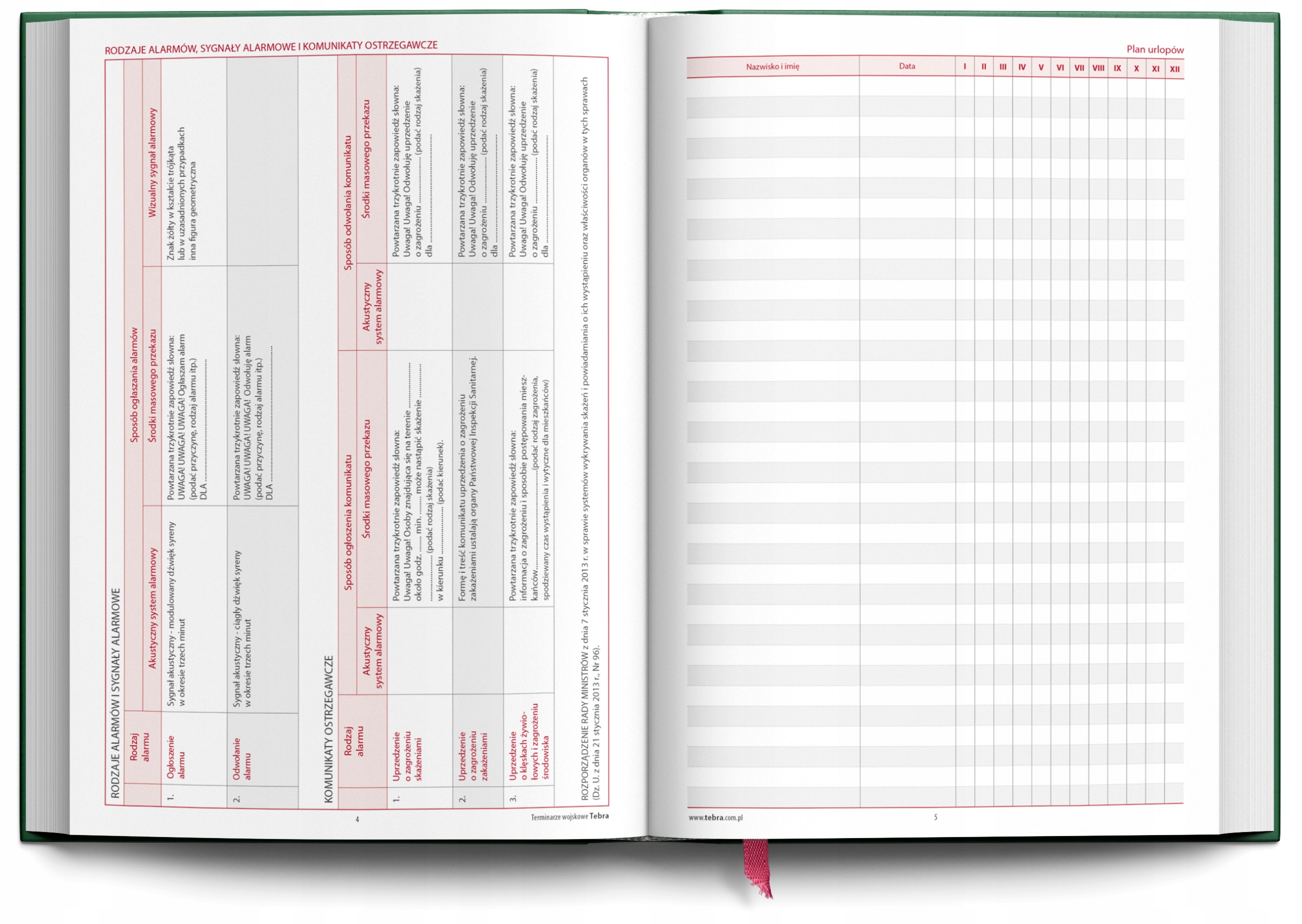 KALENDARZ KSIĄŻKOWY A5 2024 Terminarz Wojsk Obrony Terytorialnej WOT Tebra Rozmiar A5