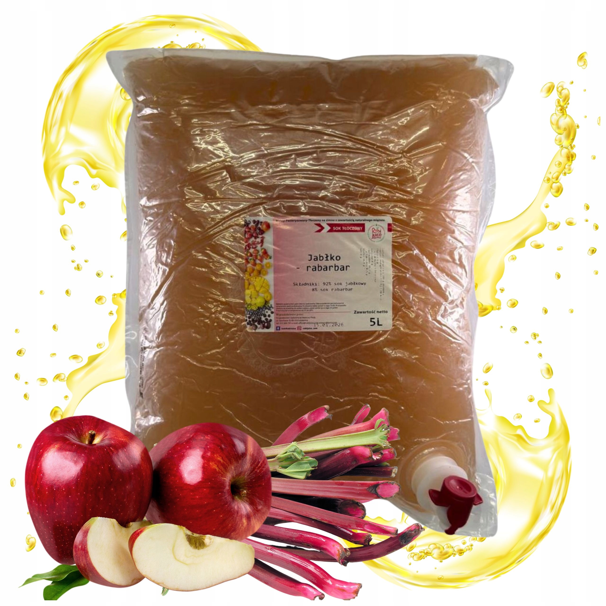 SOK JABŁKO-RABARBAR 92%-8% 5L RUBI JUICE NFC