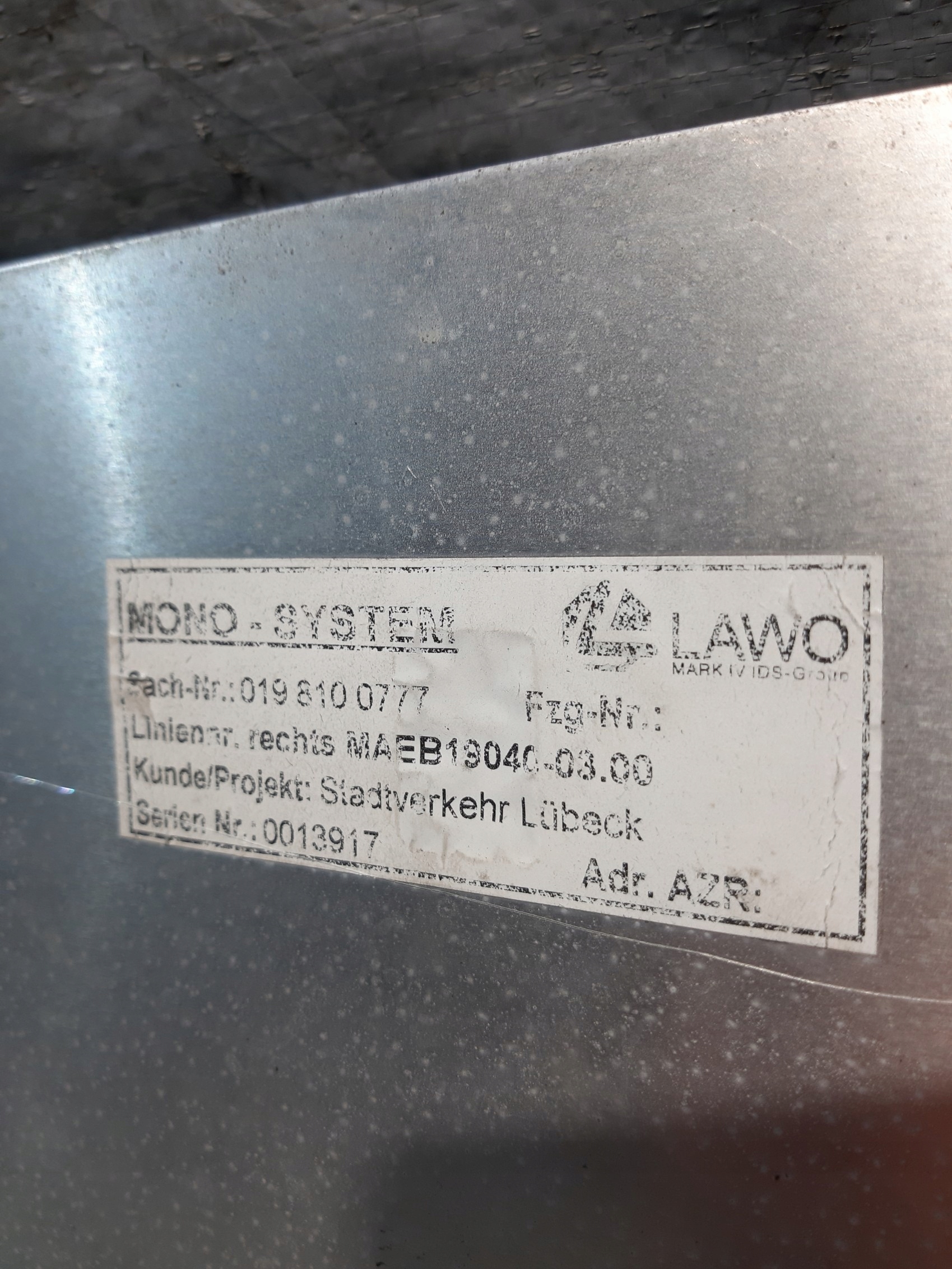 Bildschirm, LAWO MAEB19040-03.00 MONO SYSTEM