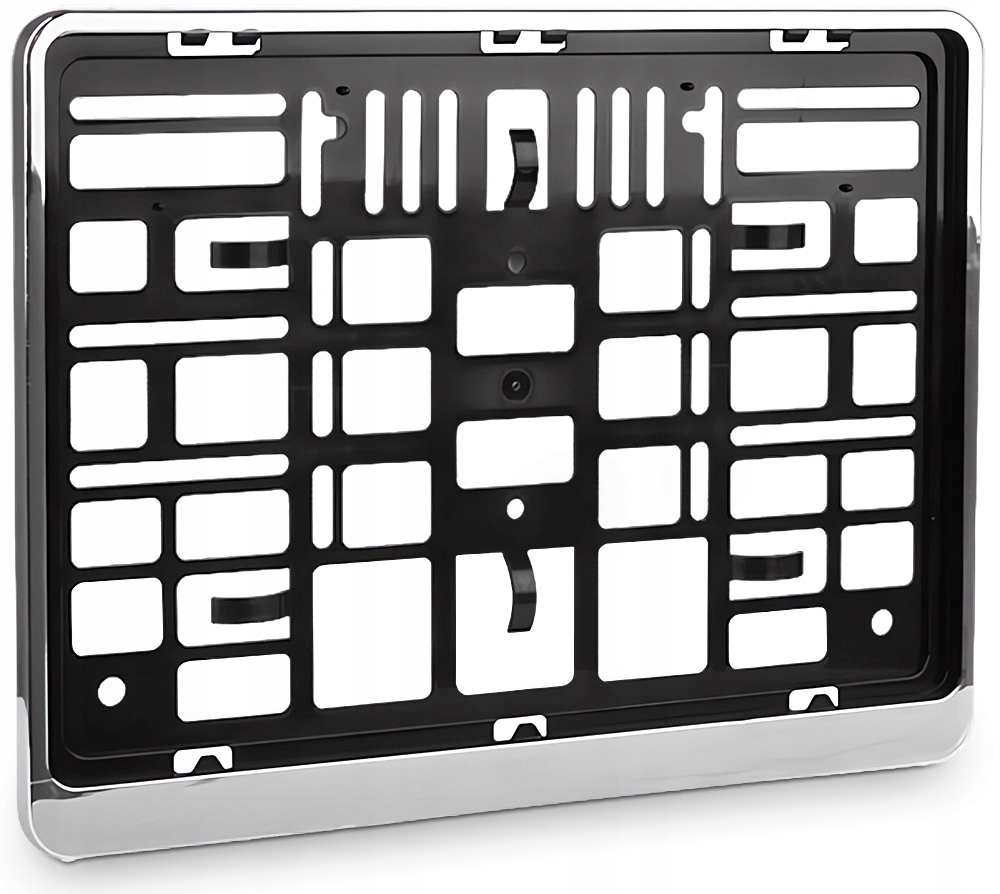 RAMKA tablicy rejestracyjnej DWURZĘDOWA kwadratowa CHROM 305 x 214 mm