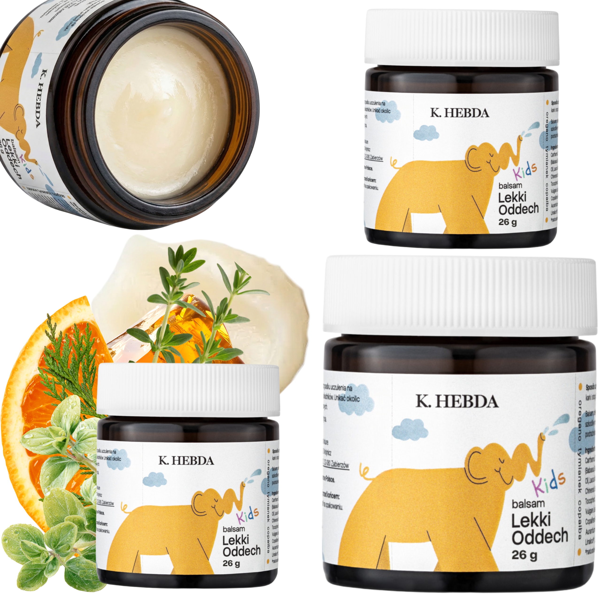 Balsam Lekki Oddech 3 szt Dla Dzieci Dorosłych Z Olejkami Eterycznymi Hebda