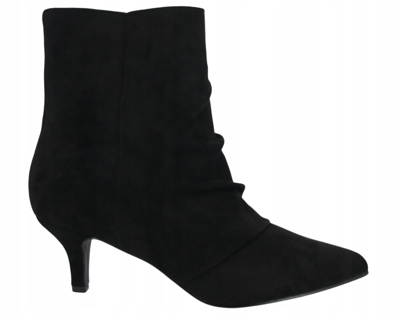 Jarní Kotníkové Boty Se Semišovou Špicí Na Nízkém Podpatku, Černé Dámské Podpatky 38