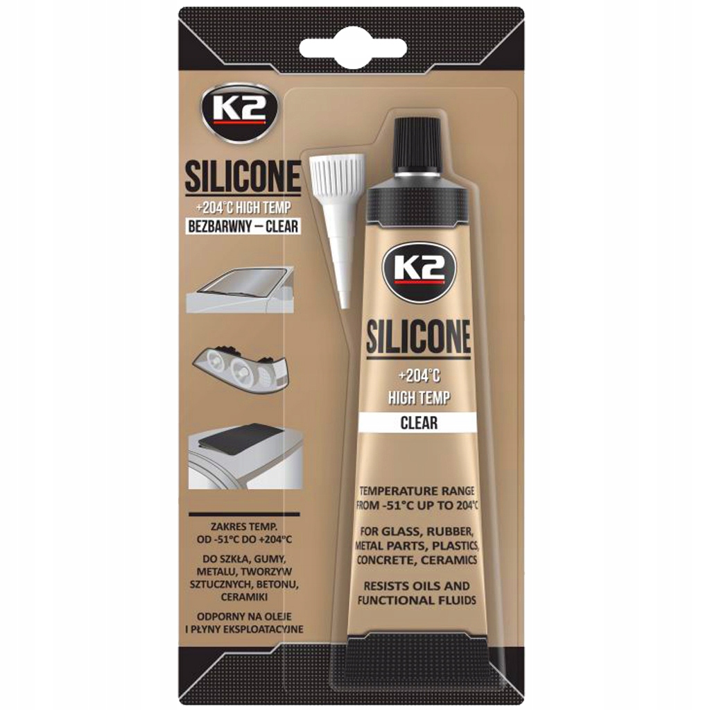 

K2 Silikon Bezbarwny Przezroczysty +204°C 85G
