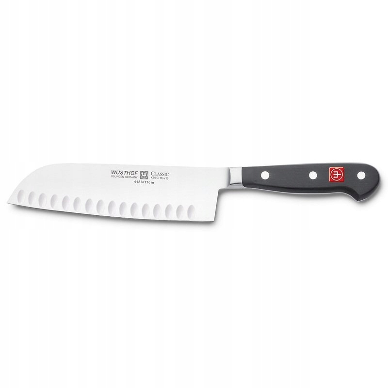 Nôž Santoku 17 cm Wusthof Classic, oceľ 58HRC, zárezy