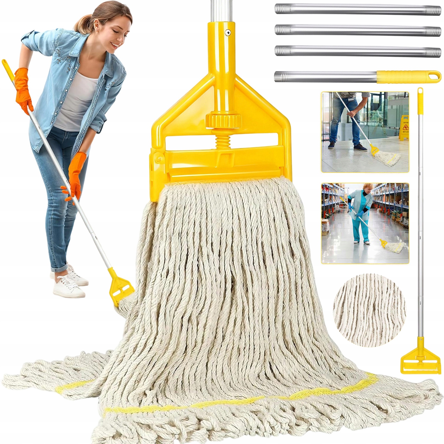 Levně Bavlněný Provázkový Mop, Sada Pro Opakované Použití Pro Kancelářskou Garáž