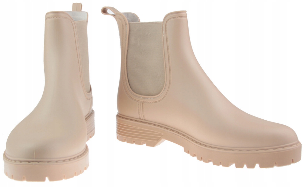 KALOSZE SZTYBLETY KRÓTKIE MELISKI BEŻOWE MAT r. 40 Wysokość za kostkę