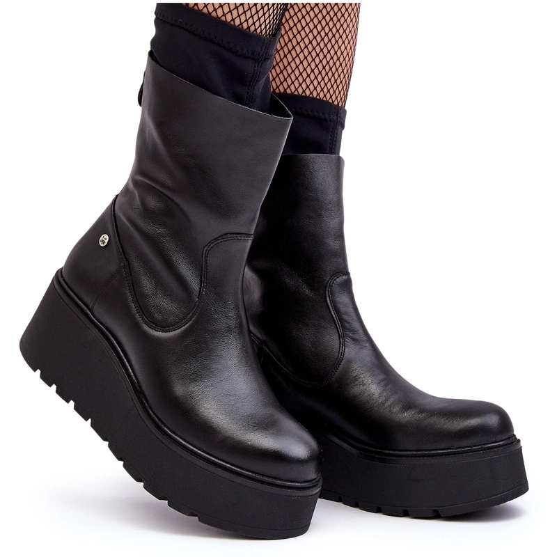 Dámské Kotníkové Boty S Masivní Platformou Maciejka A7161-01 Černé 41
