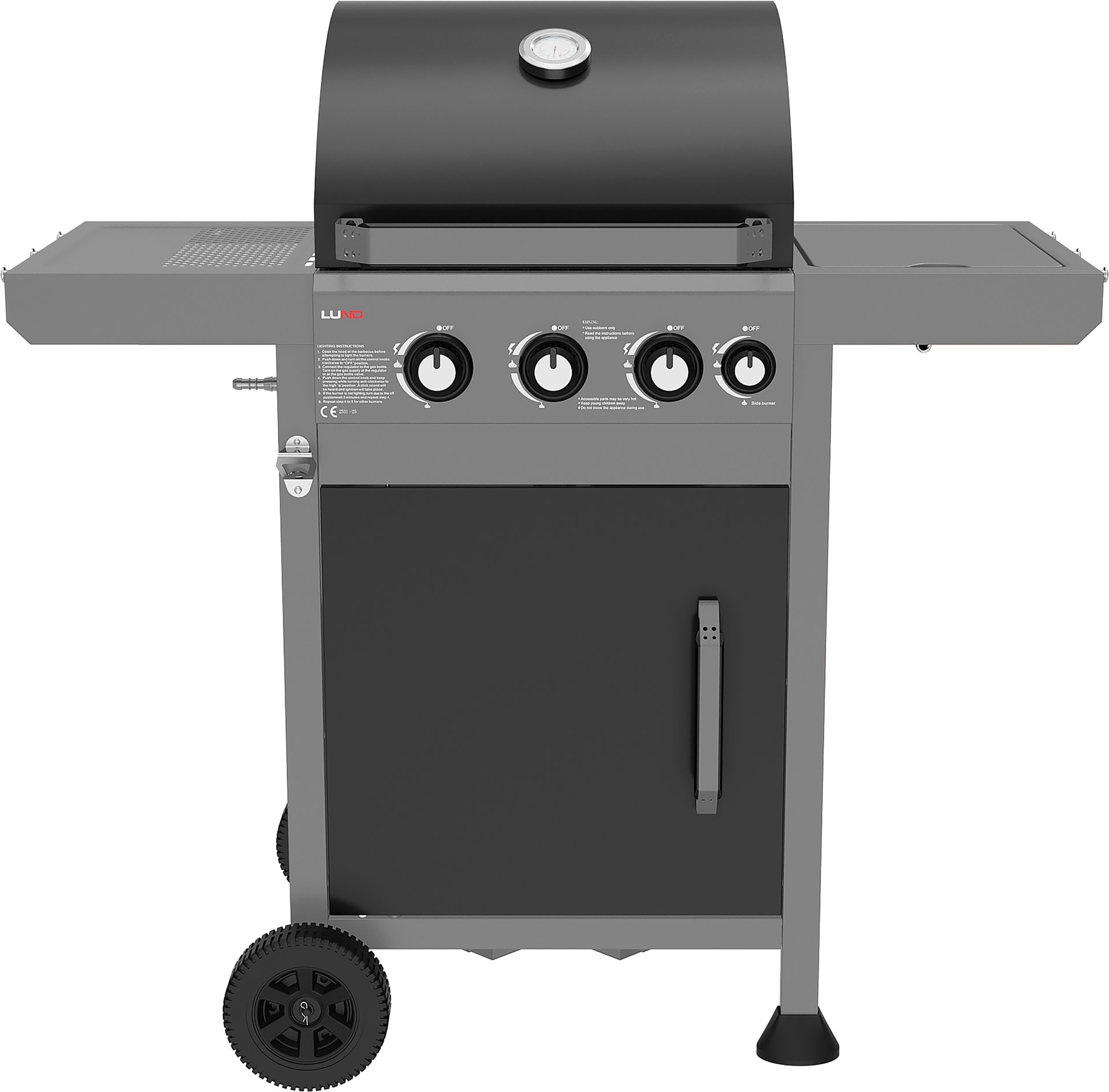 Lund Grill Gazowy 3+1 Żeliw Ruszt, 11,5KW