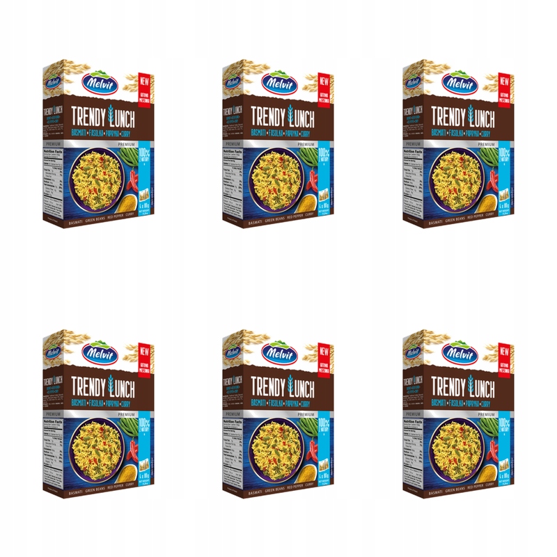 Melvit Trendy Lunch Směs basmati, fazole, paprika, kari 4x80g X6