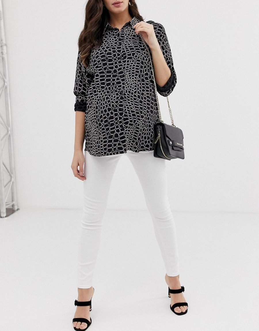 MATERNITY DAMSKIE SPODNIE KLASYCZNE BIAŁE 46 1DUW