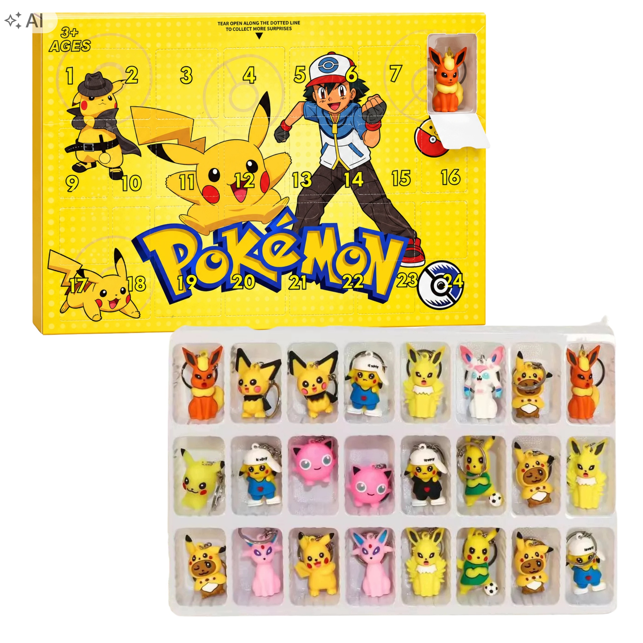 Адвент-календарь Pokemon, 24 фигурки-брелока