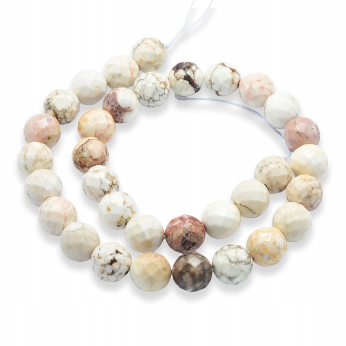 Korálky Howlite Přírodní Kámen Kulaté, Fasetované, 10mm, 38ks/40cm