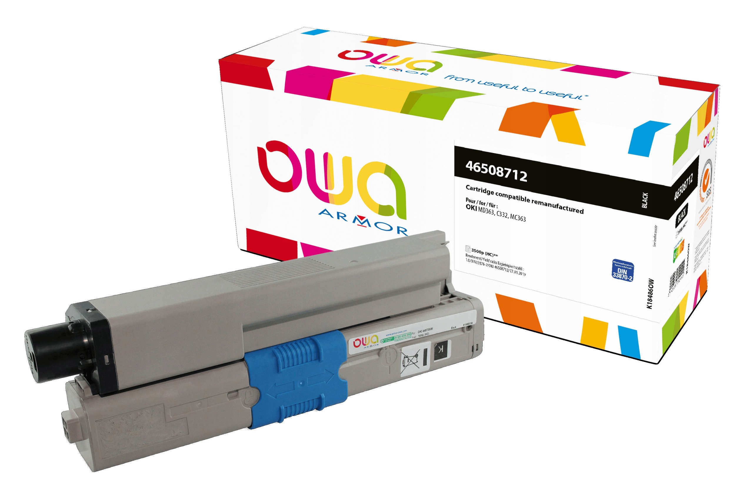Owa Armor toner kompatibilný s Oki 46508712, 3500st, čierna/ black…