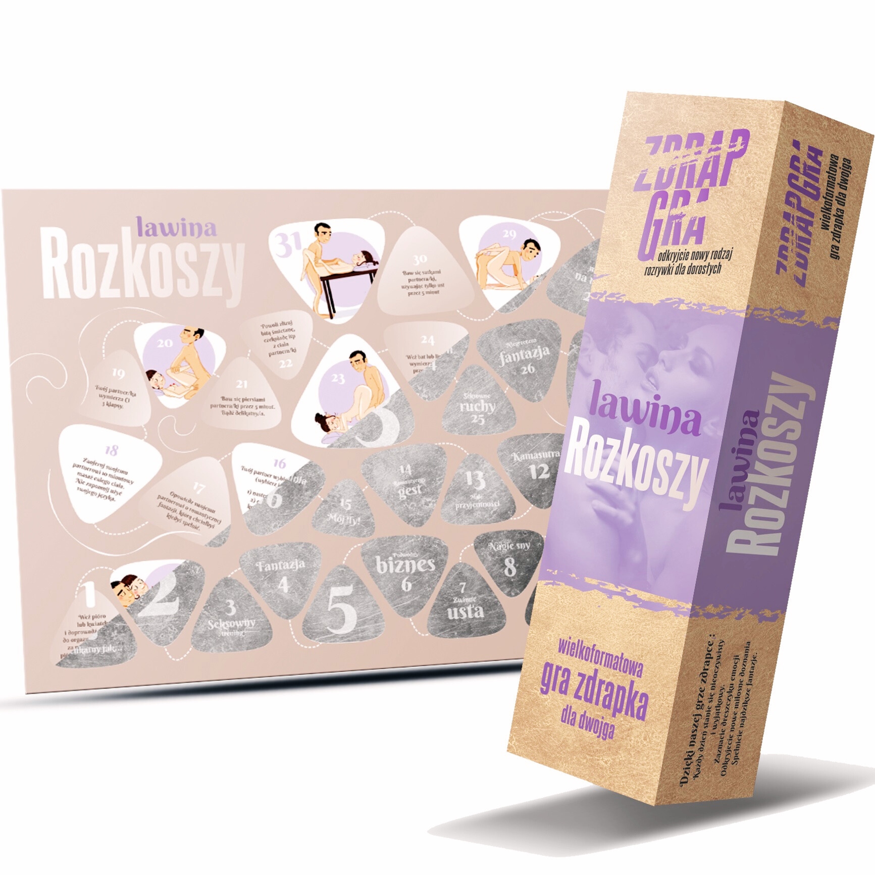 ROMANTYCZNA GRA EROTYCZNA ZDRAPKA LAWINA ROZKOSZY IDEALNY PREZENT DLA PAR