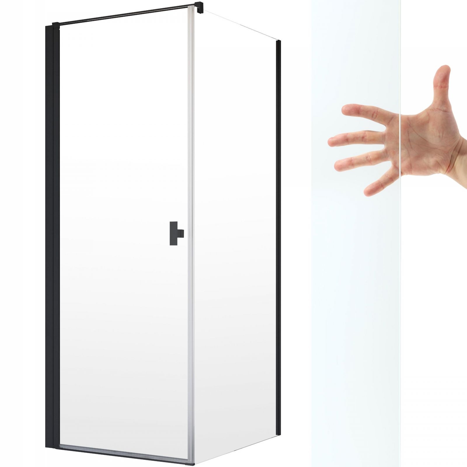 Kabina Radaway Nes Black Kdj 90x80 L szkło czyste