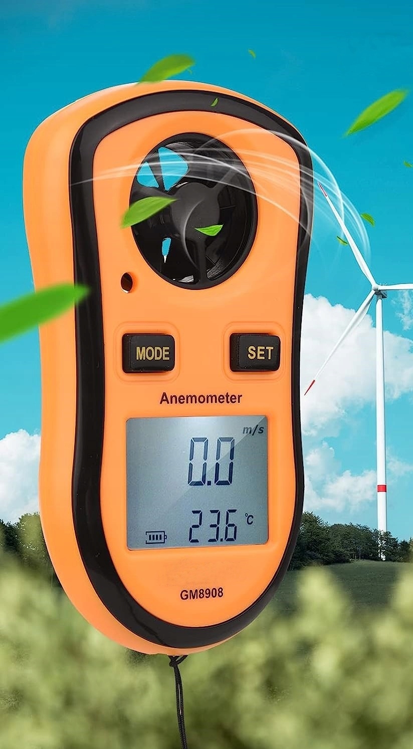 ANEMOMETR WIATROMIERZ MIERNIK WIATRU TEMPERATURY PRĘDKOŚCI POWIETRZA 30m/s Jednostki pomiaru prędkości powietrza ft/min km/h m/s mph węzły (kn)