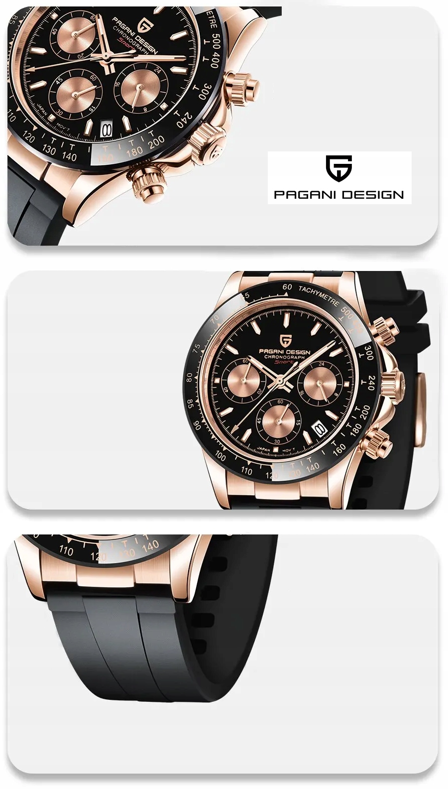 ZEGAREK PAGANI DESIGN PD-1664 DAYTONA CHRONO SPORT VK63 SAPPHIRE + BOX Marka Pagani Design