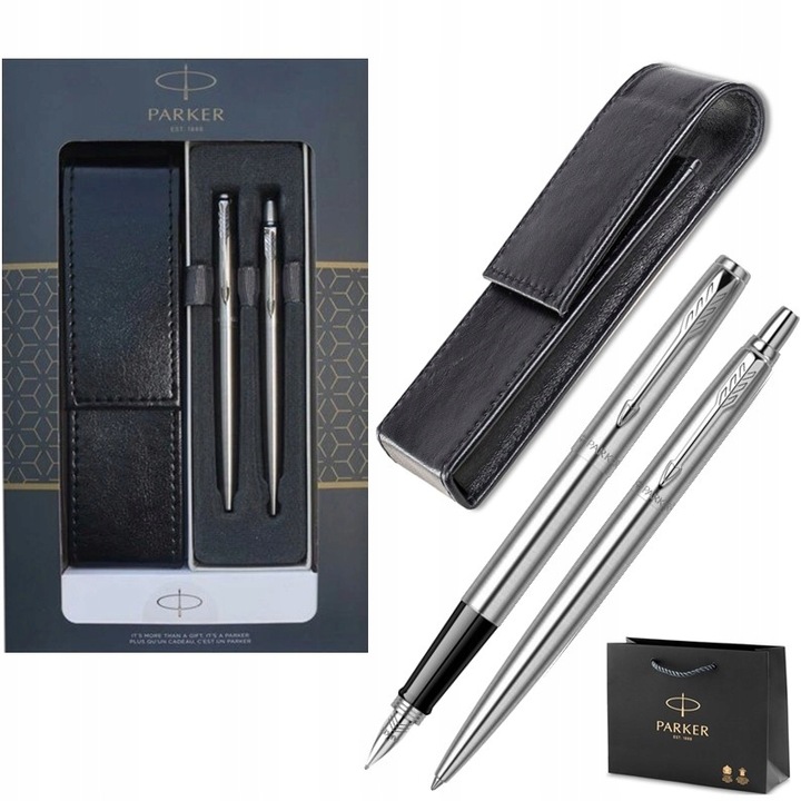 Pióro Długopis Parker Jotter Zestaw Stalowy Ct Chrom Detale Grawer
