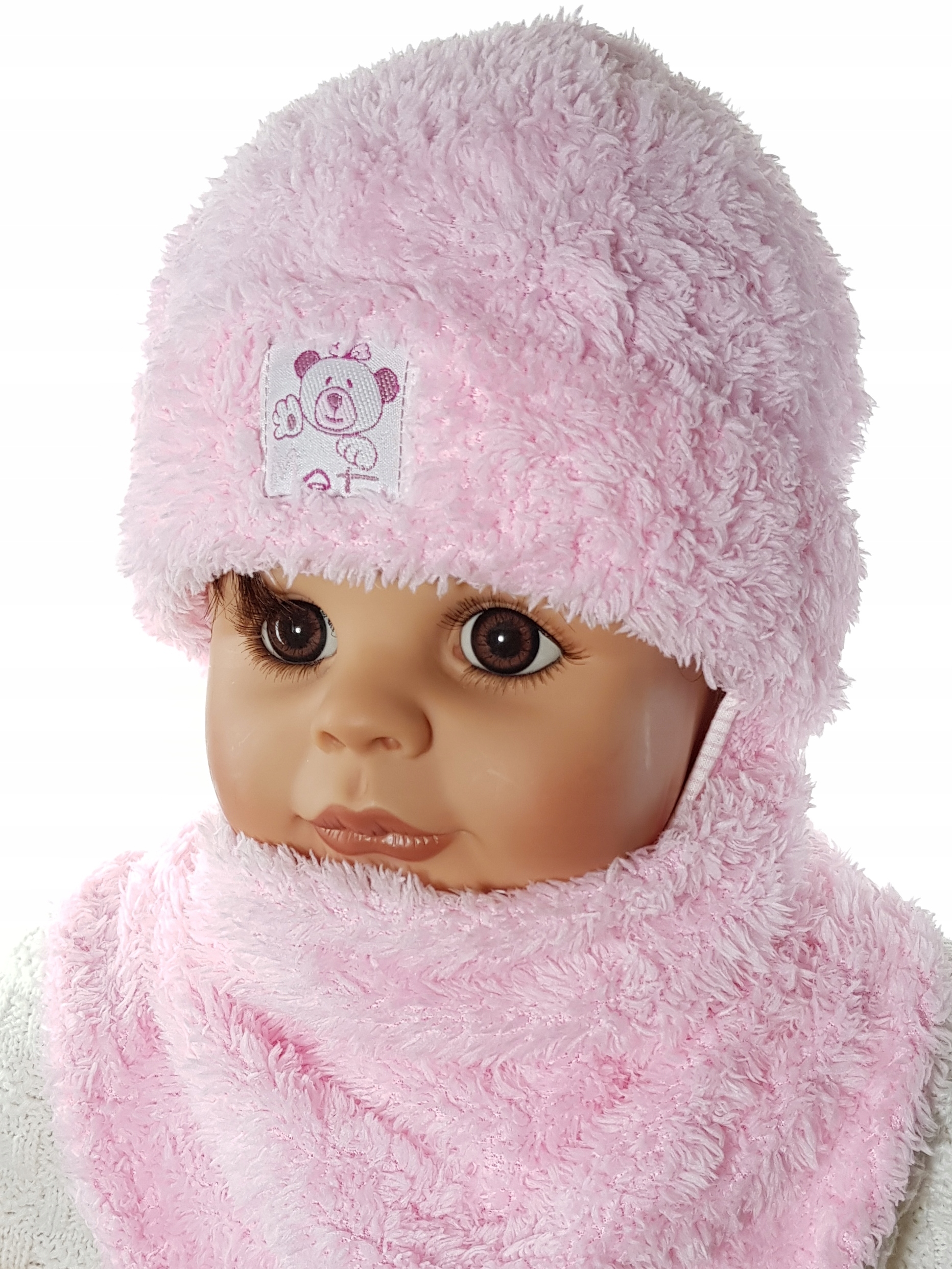 

2-CZ Komplet Z Misia Czapka Chustka Noworodek 15WZ