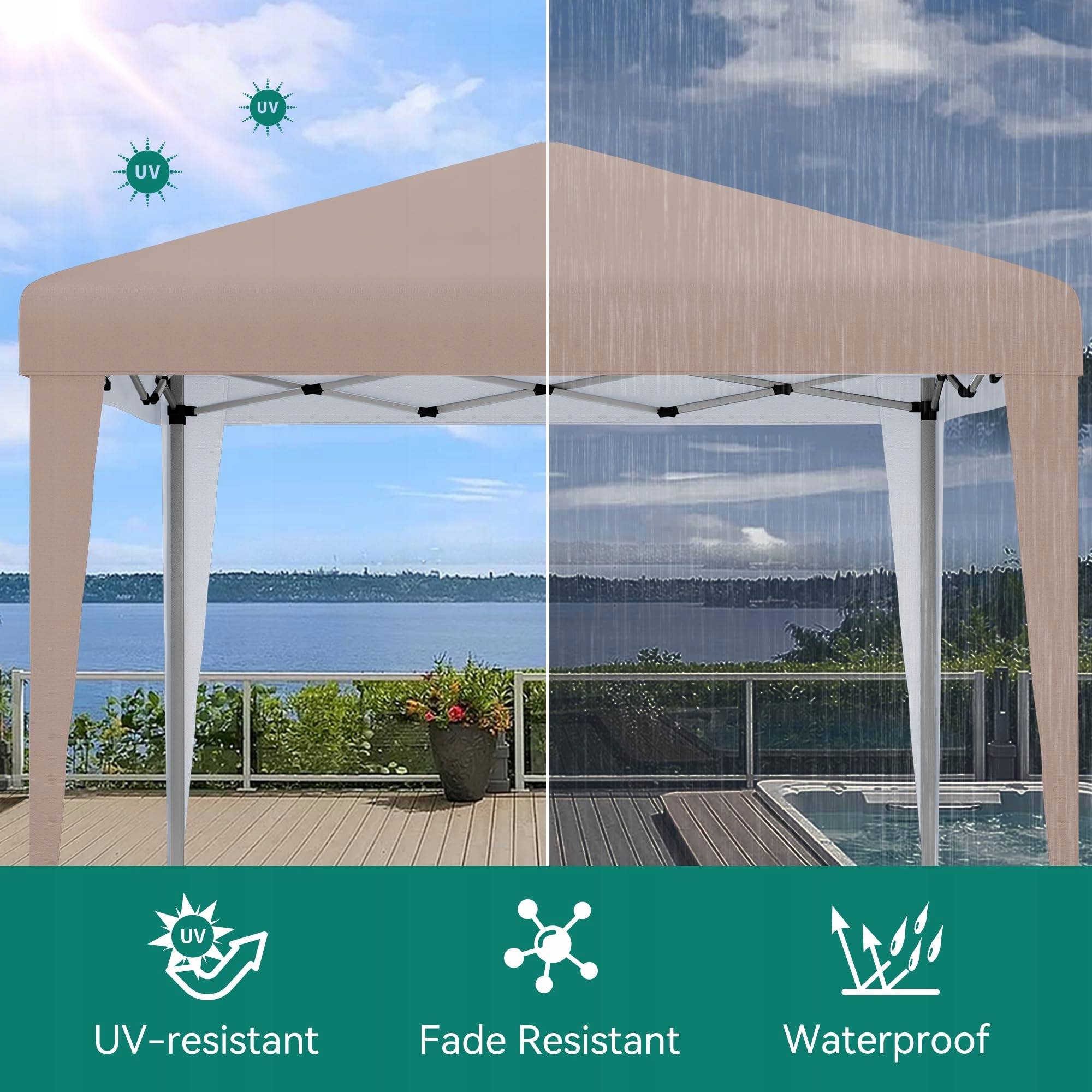 YITAHOME Namiot Ogrodowy 3x3m Wodoodporny UV Ochrona z Torbą Khaki — miniatura 3