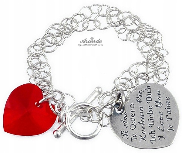 Krystaly Náramek Love Heart Stříbro