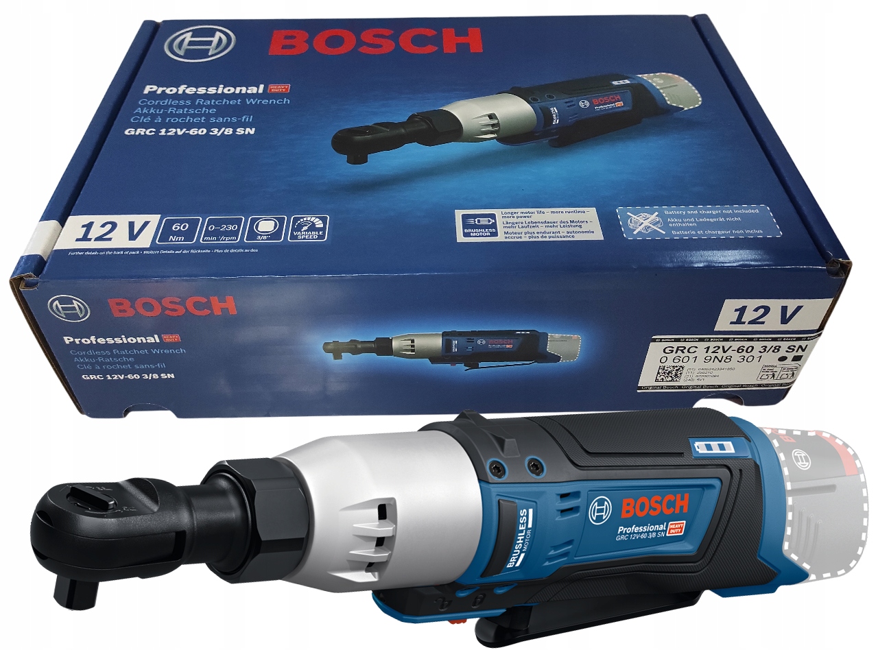 Kątowy klucz grzechotkowy Grzechotka akum 3/8'' Grc 12V-60 3/8 Sn Bosch