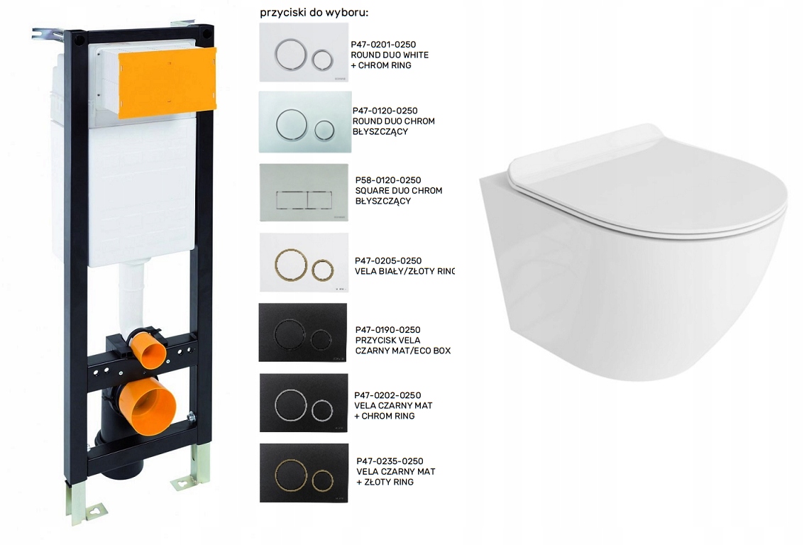 FLUIDMASTER ECO BOX Zestaw stelaż+miska LAVITA SOFI+przycisk